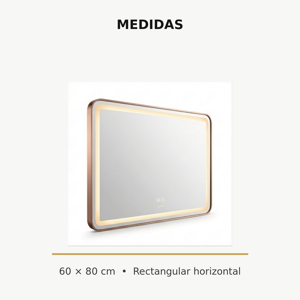 Medidas del espejo rectangular horizontal