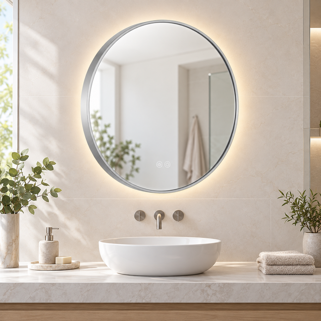 Espejo LED redonda ambientado