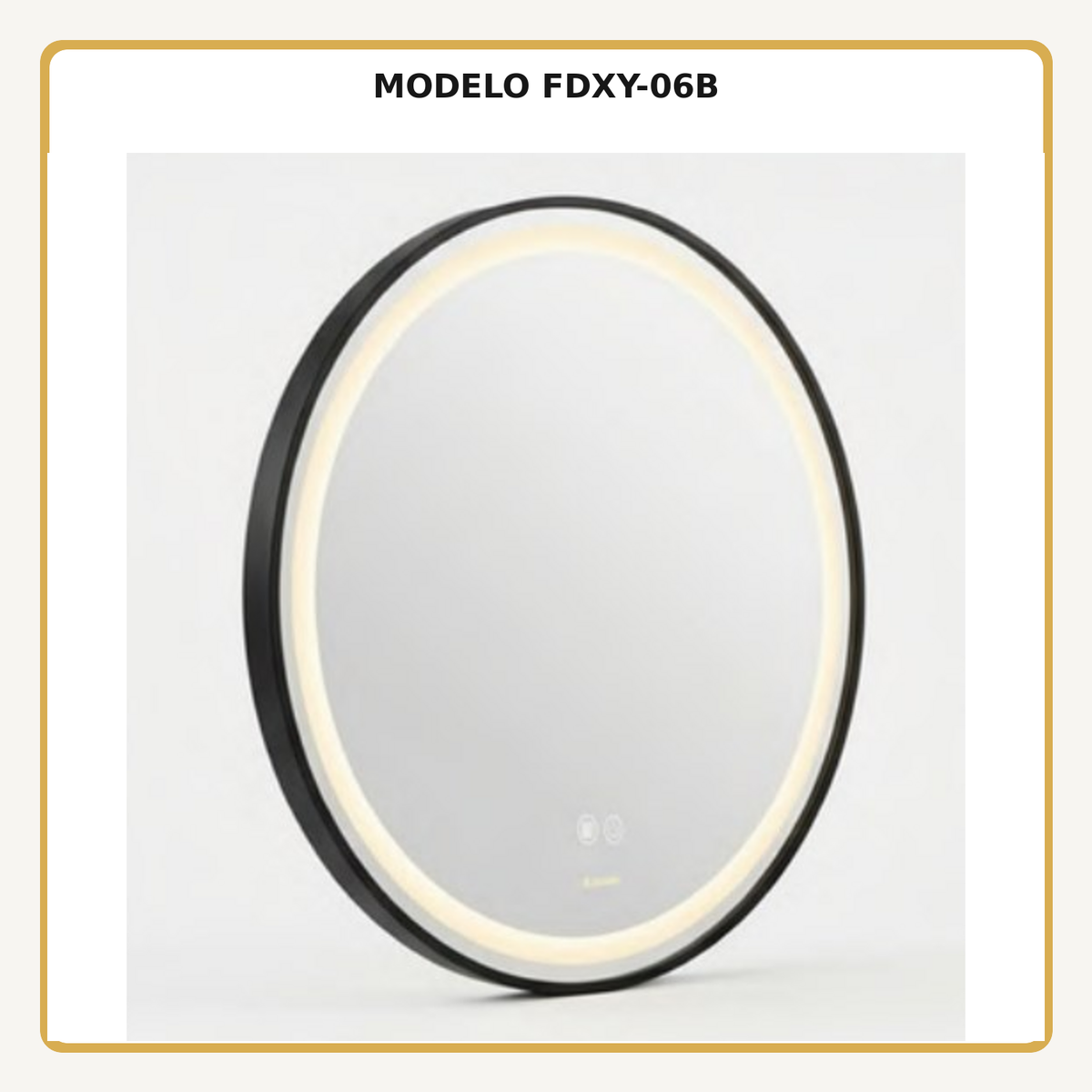 Espejo Aura LED integrado redondo 60 cm negro antiempañante, vista ampliada del modelo FDXY-06B
