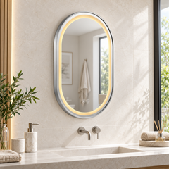 Espejo Aura LED ovalado 50 × 80 cm cromado antiempañante