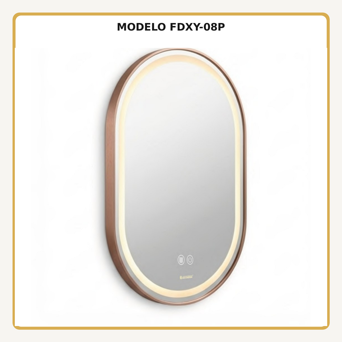 Espejo Aura LED ovalado 50 × 80 cm oro rosa antiempañante, vista ampliada del modelo FDXY-08P