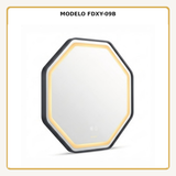 Espejo Aura LED hexagonal 60 cm negro antiempañante, vista ampliada del modelo FDXY-09B