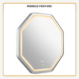 Espejo Aura LED hexagonal 60 cm cromado antiempañante, vista ampliada del modelo FDXY-09C