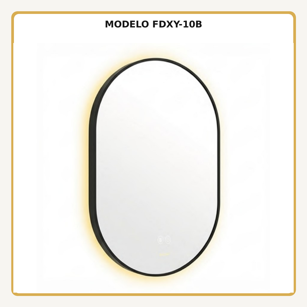 Espejo Aura LED indirecto ovalado 50 × 80 cm negro antiempañante, vista ampliada del modelo FDXY-10B