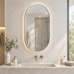 Espejo Aura LED indirecto ovalado 50 × 80 cm cromado antiempañante