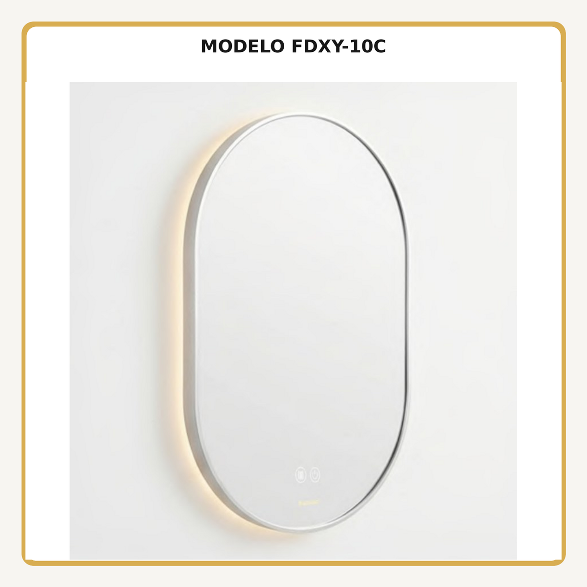 Espejo Aura LED indirecto ovalado 50 × 80 cm cromado antiempañante, vista ampliada del modelo FDXY-10C