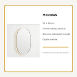 Espejo Aura LED indirecto ovalado 50 × 80 cm cromado antiempañante, medidas del producto