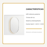 Espejo Aura LED indirecto ovalado 50 × 80 cm cromado antiempañante, características principales