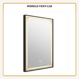 Espejo Aura LED rectangular vertical marco recto 60 × 80 cm negro antiempañante, vista ampliada del modelo FDXY-11B