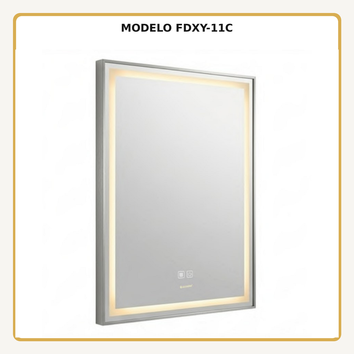 Espejo Aura LED rectangular vertical marco recto 60 × 80 cm cromado antiempañante, vista ampliada del modelo FDXY-11C