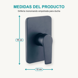 Grifería Monomando Empotrada Para Ducha Notte Negra 12 × 18 cm, infografía de medidas