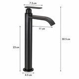 Llave Alta para Lavamanos Cascada 30,5 cm Agua Fría Negro Mate