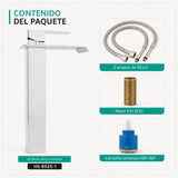 Contenido de grifería alta cromada con dos acoples de 50 cm, racor KTL1631 y cartucho cerámico HSP-35P
