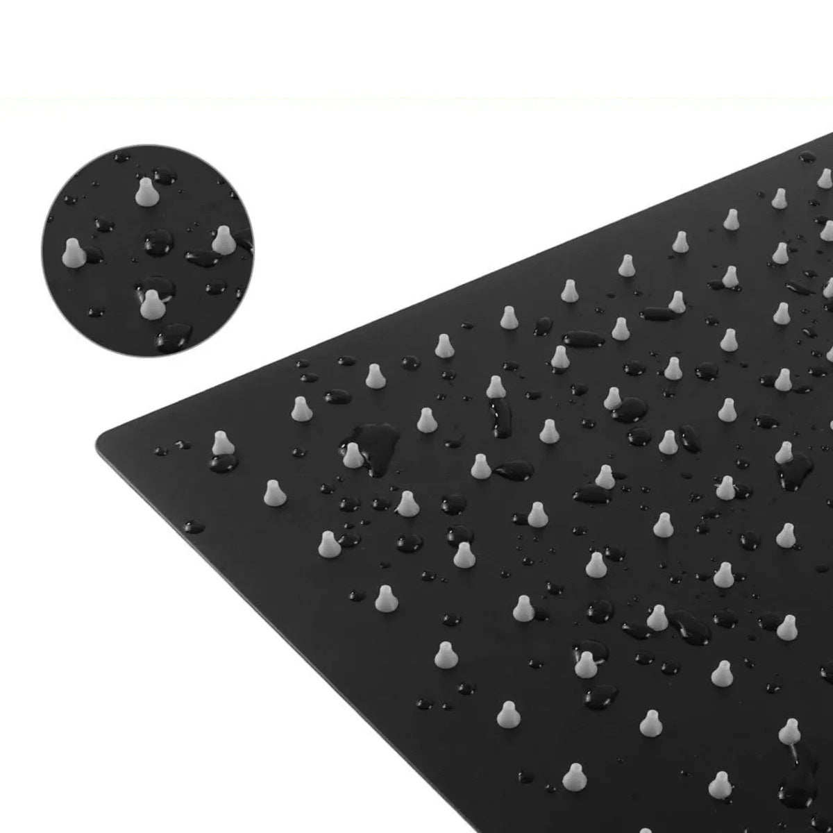 Combo Baño Negro 3 Piezas con Regadera Cuadrada 30 cm, Tubo Tipo L 40 cm y Rejilla Antiolores 10 x 10 cm