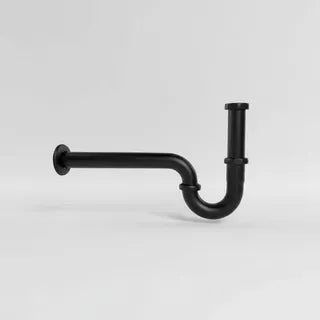 Sifon Lavamanos Metálico Negro Mate Moderno 1 1/4 Escudo Lujo