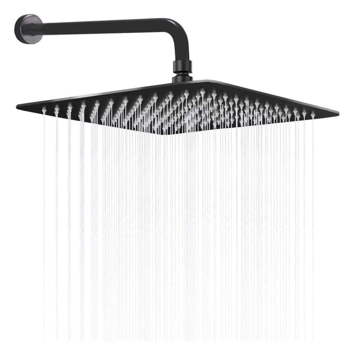 Combo Baño Negro 3 Piezas con Regadera Cuadrada 30 cm, Tubo Tipo L 40 cm y Rejilla Antiolores 10 x 10 cm