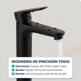 Grifería Monocontrol Lavamanos Alta Tokio Negro Mate