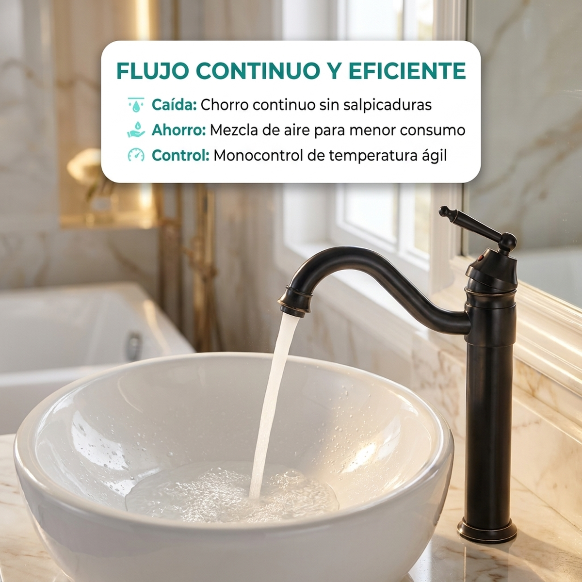 Grifería Monocontrol Lavamanos Alta Tokio Negro Mate