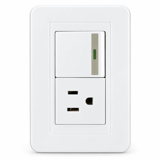 Interruptor Con Tomacorriente Blanco De Pared — fotografía del producto
