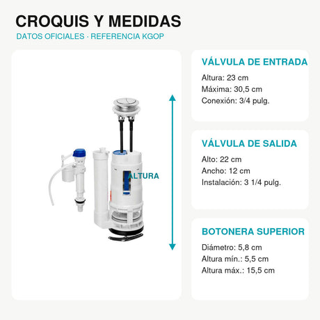 Croquis y medidas oficiales del kit Boccherini KGOP