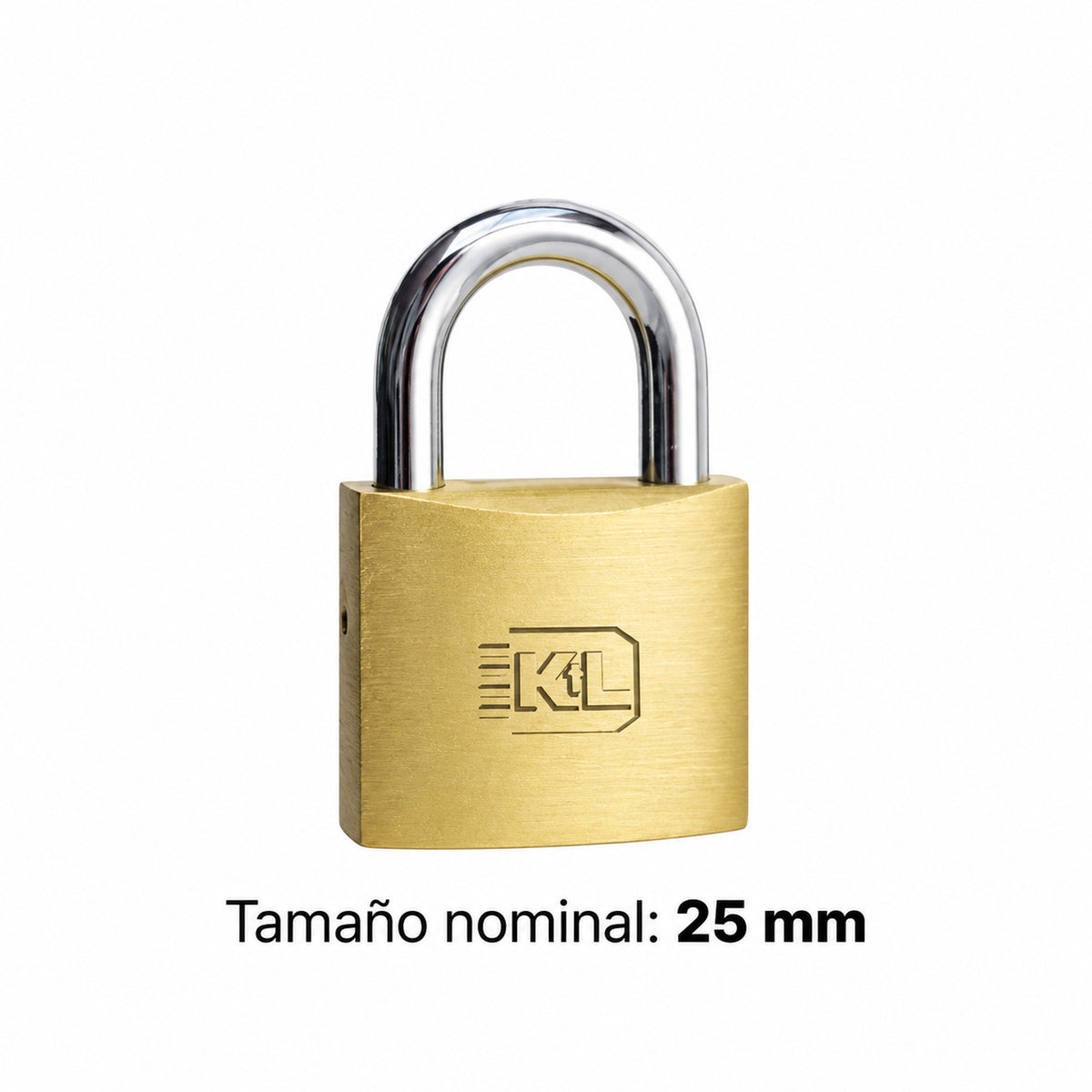 Candado Dorado De 25 mm Con Arco Corto — medida nominal del producto