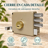 Cerradura De Sobreponer Derecha Tres Bulones 50 mm — caracteristicas