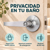 Manija De Baño Satinada Con Seguro Backset 60 Mm — características y compatibilidad