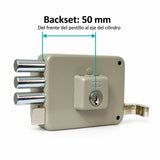 Cerradura De Sobreponer Izquierda Tres Bulones 50 mm — medidas