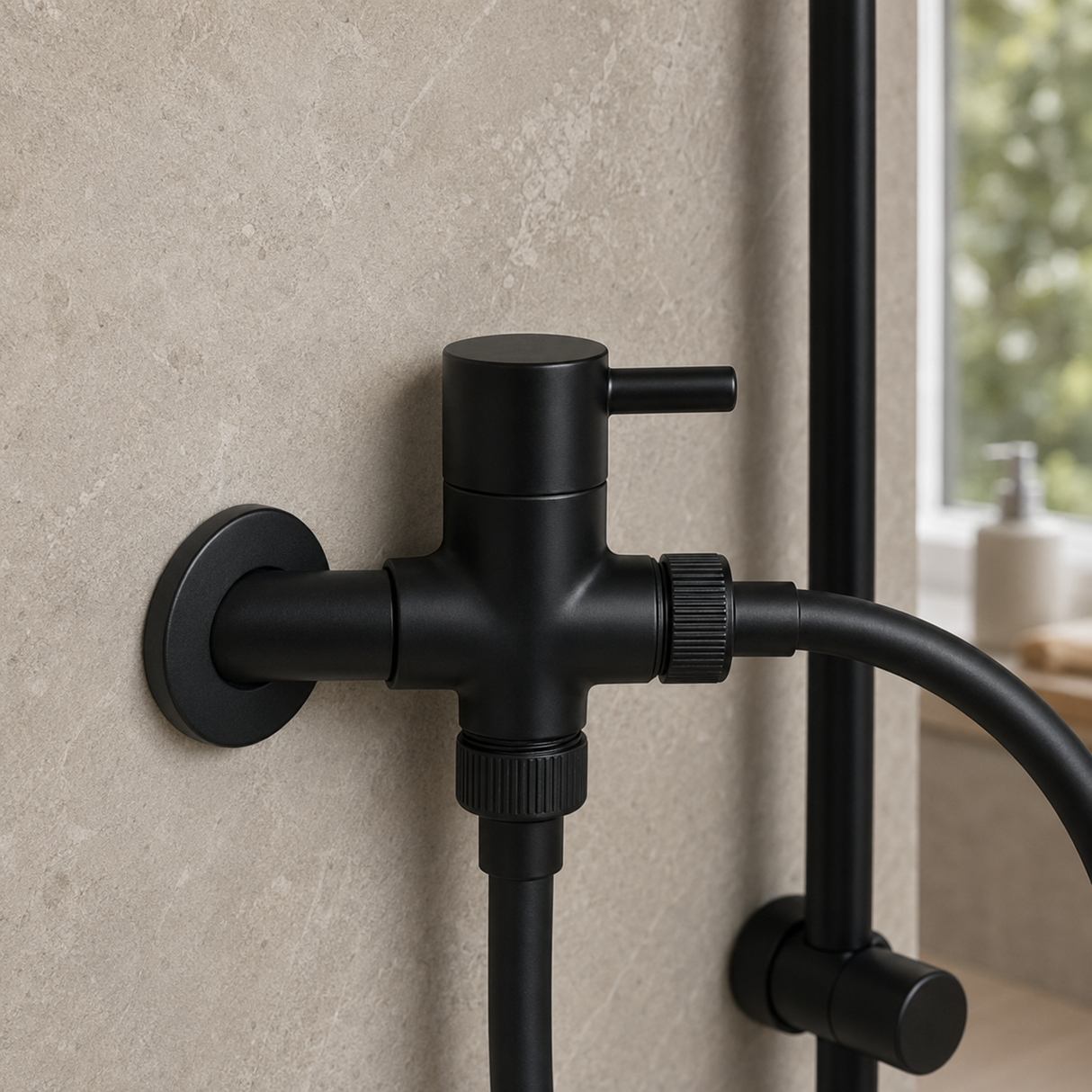 Desviador de ducha KTL1635N negro mate instalado