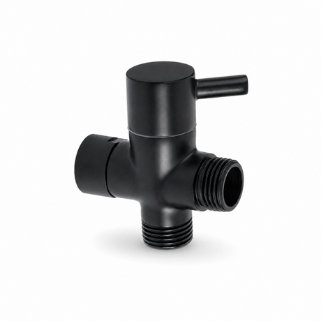 Desviador de ducha KTL1635N negro mate de tres vías en fondo blanco