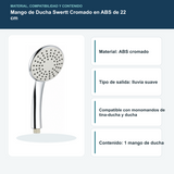 Material, compatibilidad y contenido del mango de ducha cromado
