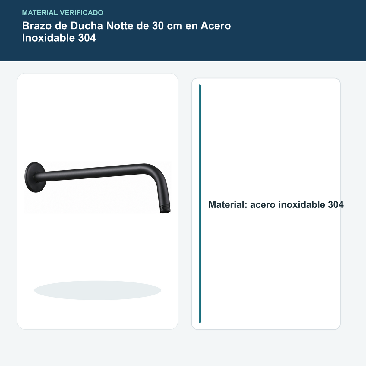 Material de acero inoxidable 304 del brazo de ducha negro Notte