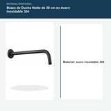 Material de acero inoxidable 304 del brazo de ducha negro Notte