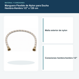 Malla de nylon y conexiones hembra-hembra de manguera flexible para ducha