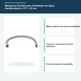 Materiales verificados de manguera flexible de gran caudal para calentador