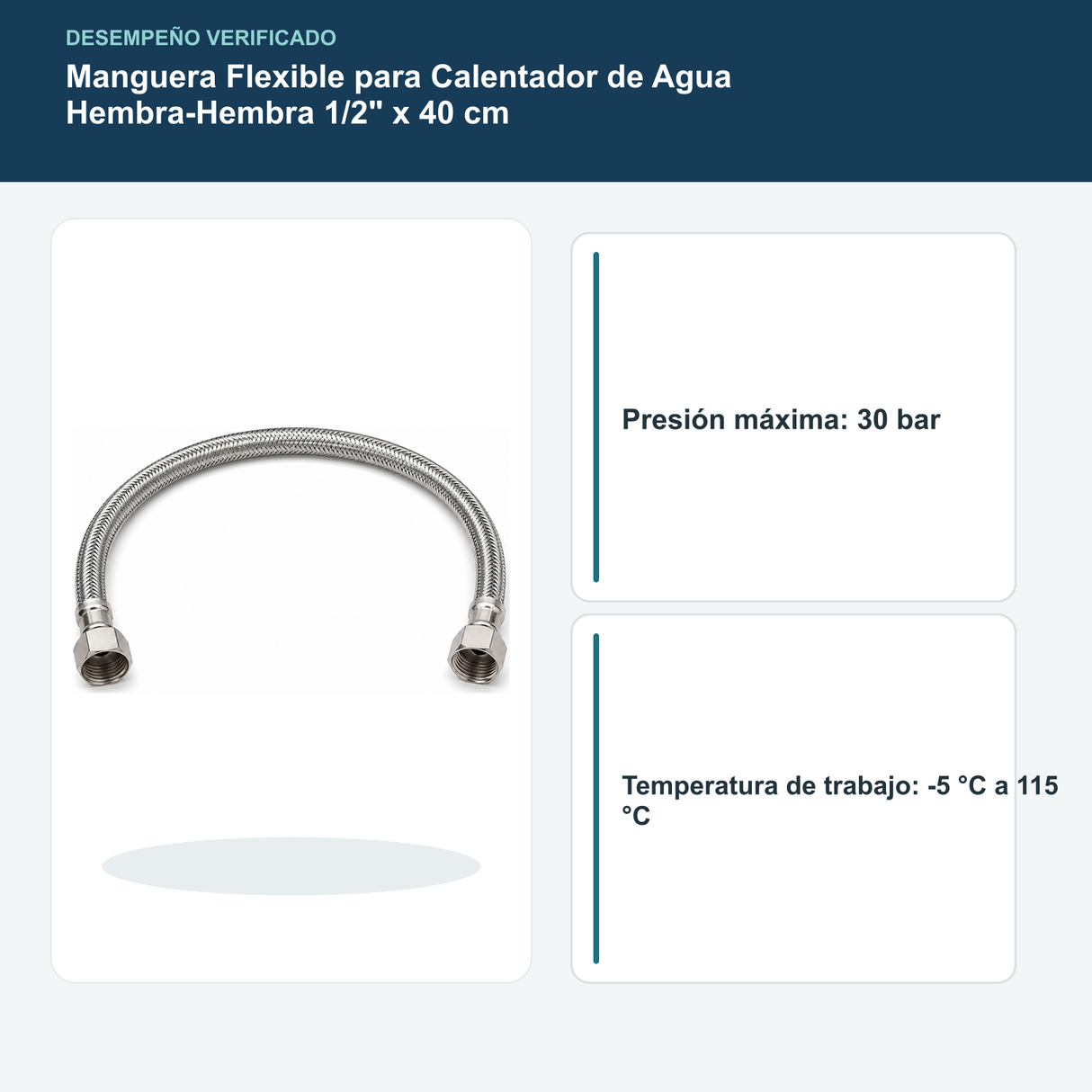 Desempeño verificado de manguera flexible de 40 centímetros para calentador