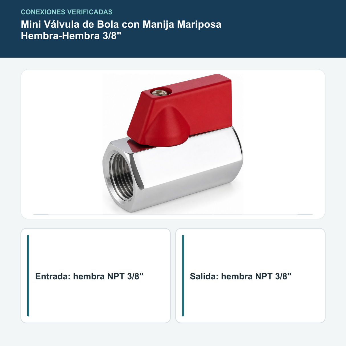 Diagrama de conexiones hembra NPT de tres octavos de mini válvula