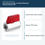 Materiales verificados de mini válvula hembra-hembra de tres octavos