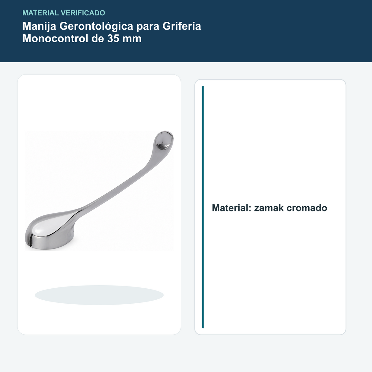 Material de zamak cromado de manija gerontológica