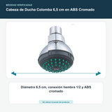 Cabeza de Ducha Colomba 6,5 cm en ABS Cromado - Diámetro 6,5 cm, conexión hembra 1/2 y ABS cromado