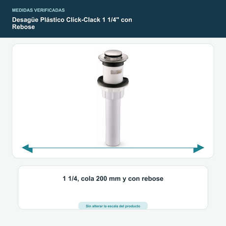 Desagüe Plástico Click-Clack 1 1/4" con Rebose