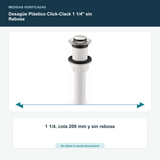 Desagüe Plástico Click-Clack 1 1/4" sin Rebose - 1 1/4, cola 200 mm y sin rebose