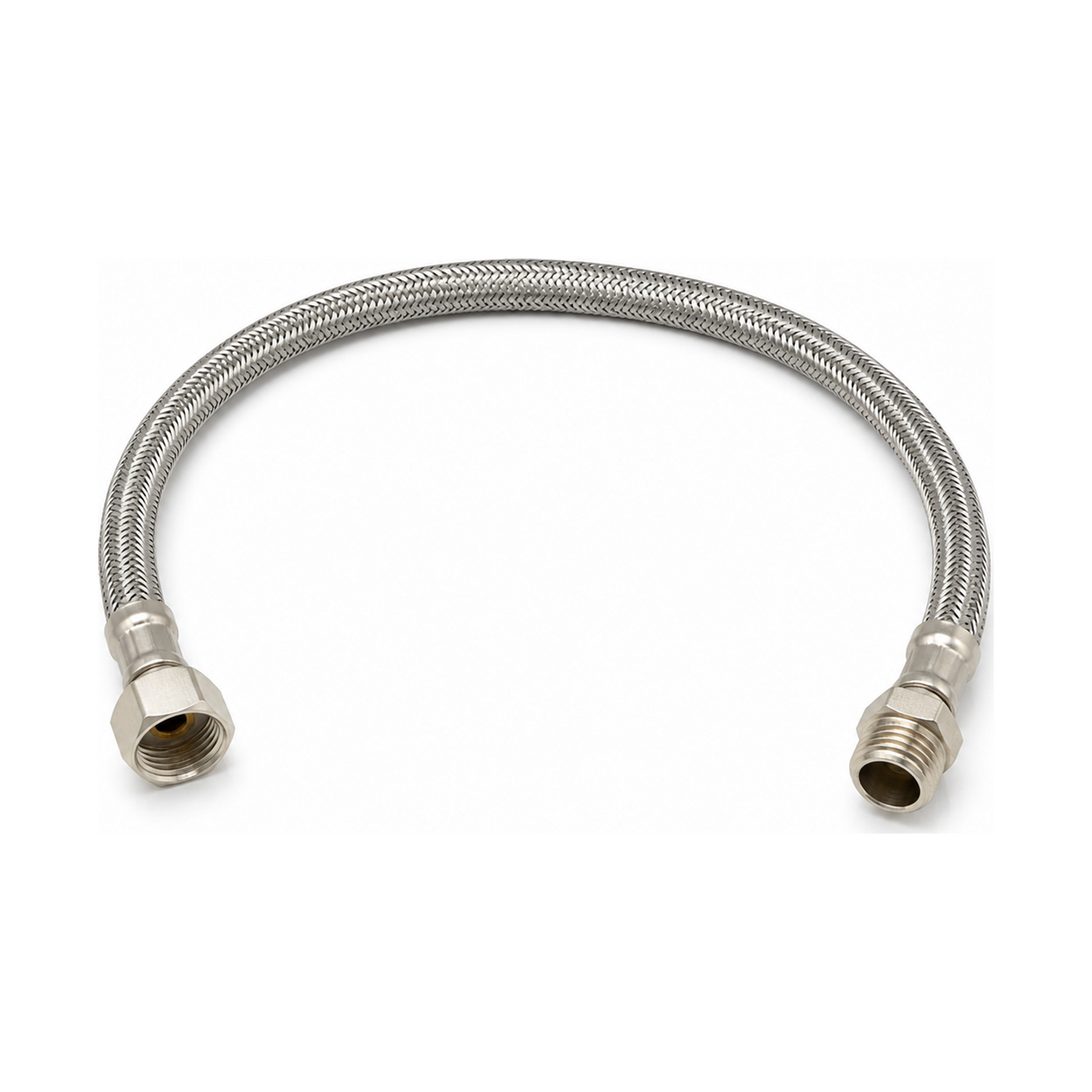 Manguera Flexible para Agua Hembra-Macho 1/2" x 50 cm - Manguera completa en fondo blanco