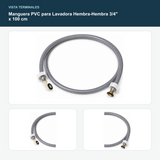 Manguera PVC para Lavadora Hembra-Hembra 3/4" x 100 cm - Detalle de las dos conexiones hembra de 3/4