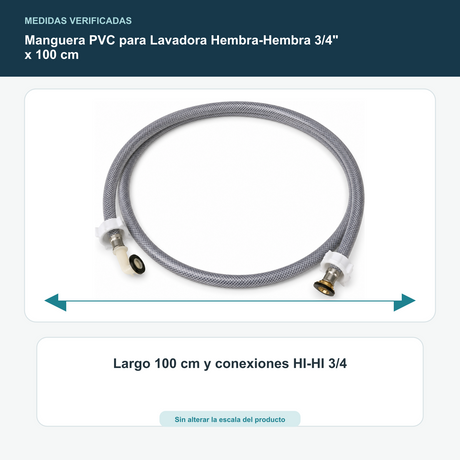Manguera PVC para Lavadora Hembra-Hembra 3/4" x 100 cm