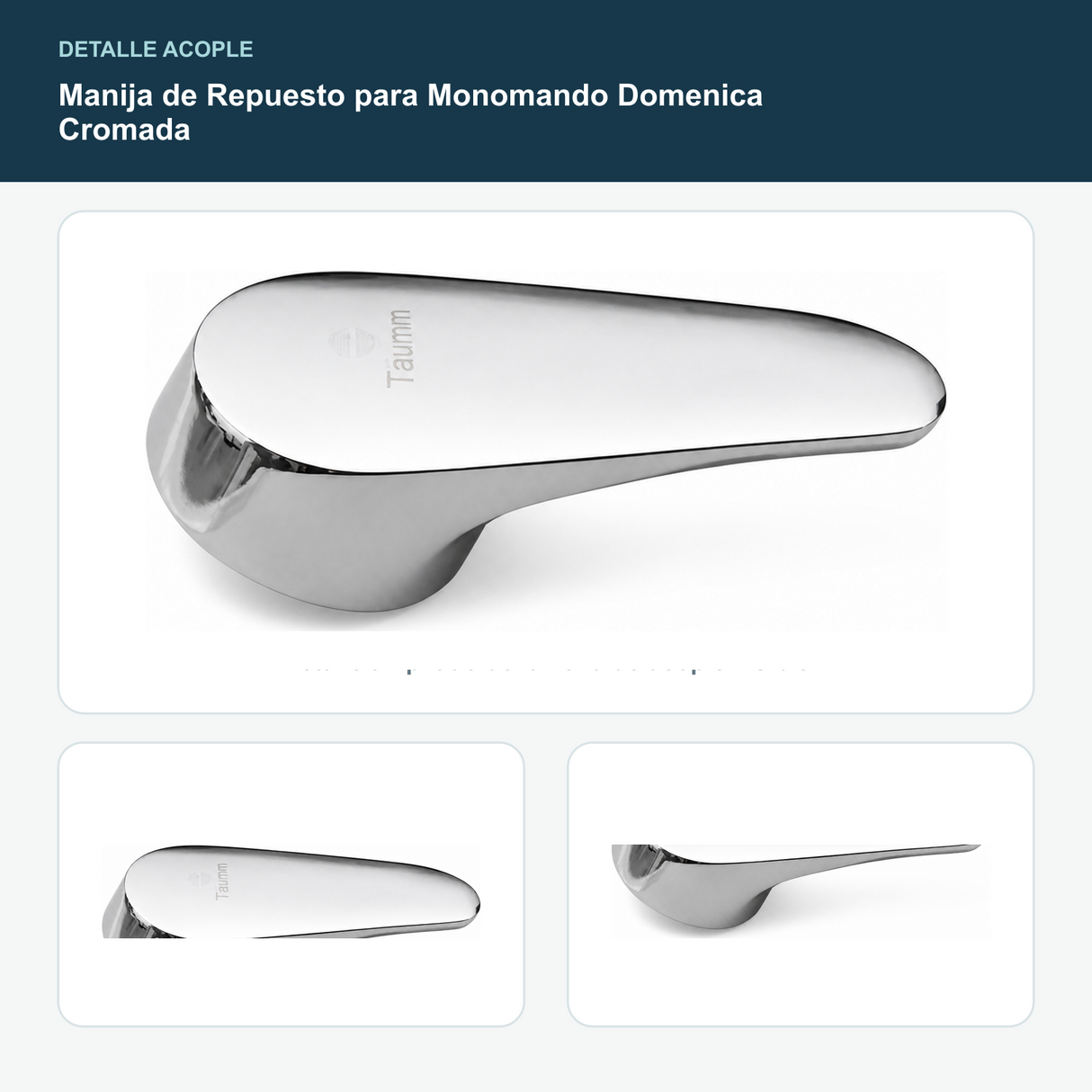 Manija de Repuesto para Monomando Domenica Cromada - Detalle ampliado de la zona de acople visible
