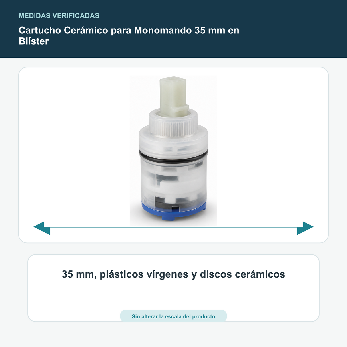 Cartucho Cerámico para Monomando 35 mm en Blíster - 35 mm, plásticos vírgenes y discos cerámicos