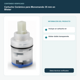 Cartucho Cerámico para Monomando 35 mm en Blíster - Incluye un cartucho en blíster doble transparente
