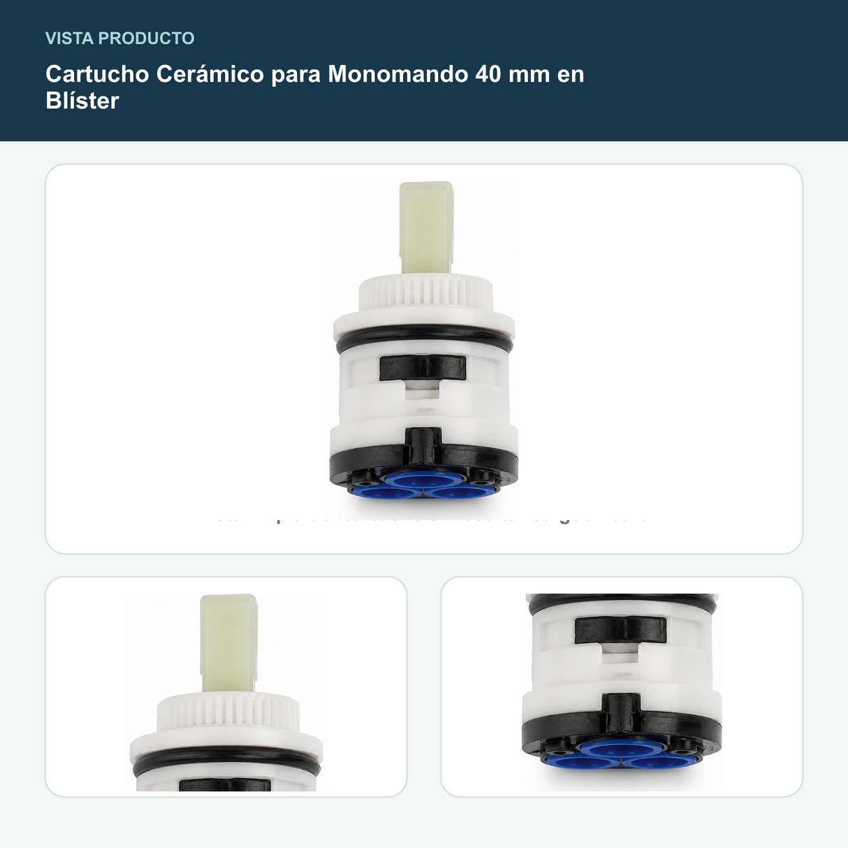 Cartucho Cerámico para Monomando 40 mm en Blíster - Vista limpia del cartucho sin ocultar su geometría