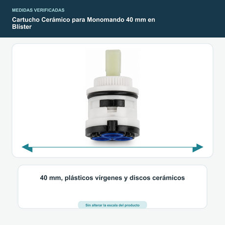 Cartucho Cerámico para Monomando 40 mm en Blíster